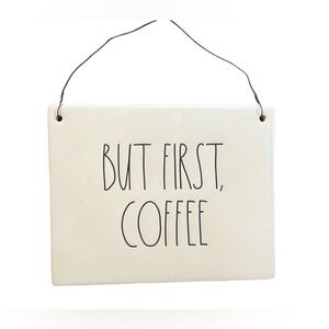 Rae Dunn. Artisan Collection by Magenta 202 Ceramic Wall Decor- But First Coffee